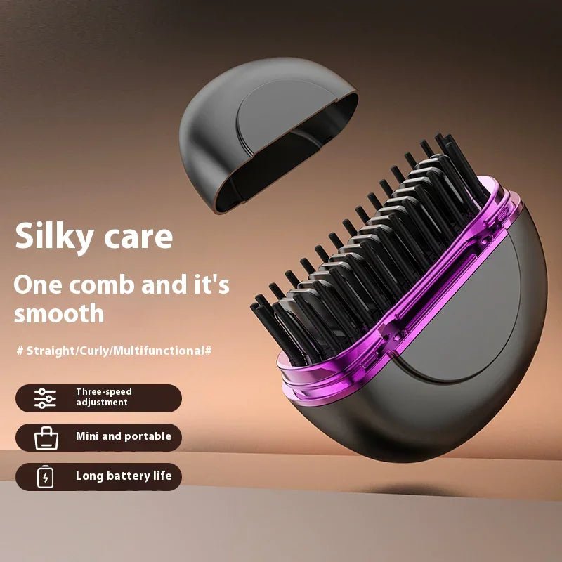 Portable Ionic Hot Comb Mini Straightening Brush - USB Rechargeable
