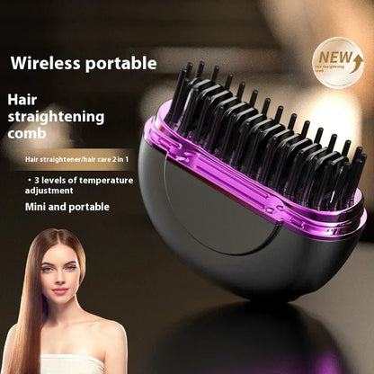 Portable Ionic Hot Comb Mini Straightening Brush - USB Rechargeable