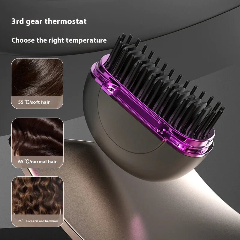Portable Ionic Hot Comb Mini Straightening Brush - USB Rechargeable