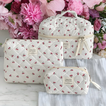 Quilted Berry Travel Makeup Bag