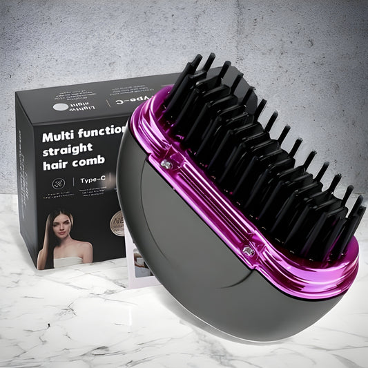 Portable Ionic Hot Comb Mini Straightening Brush  USB Rechargeable