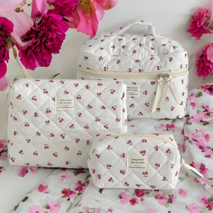 Quilted Berry Travel Makeup Bag